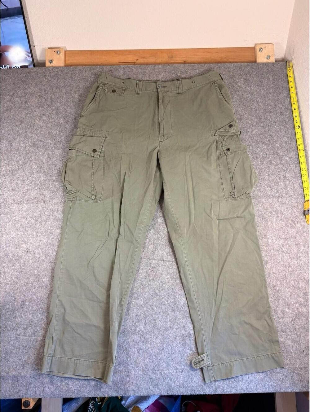 Vintage Polo by Ralph Lauren Khaki Cargo Pants 40x32 Straight Leg Brown 90s